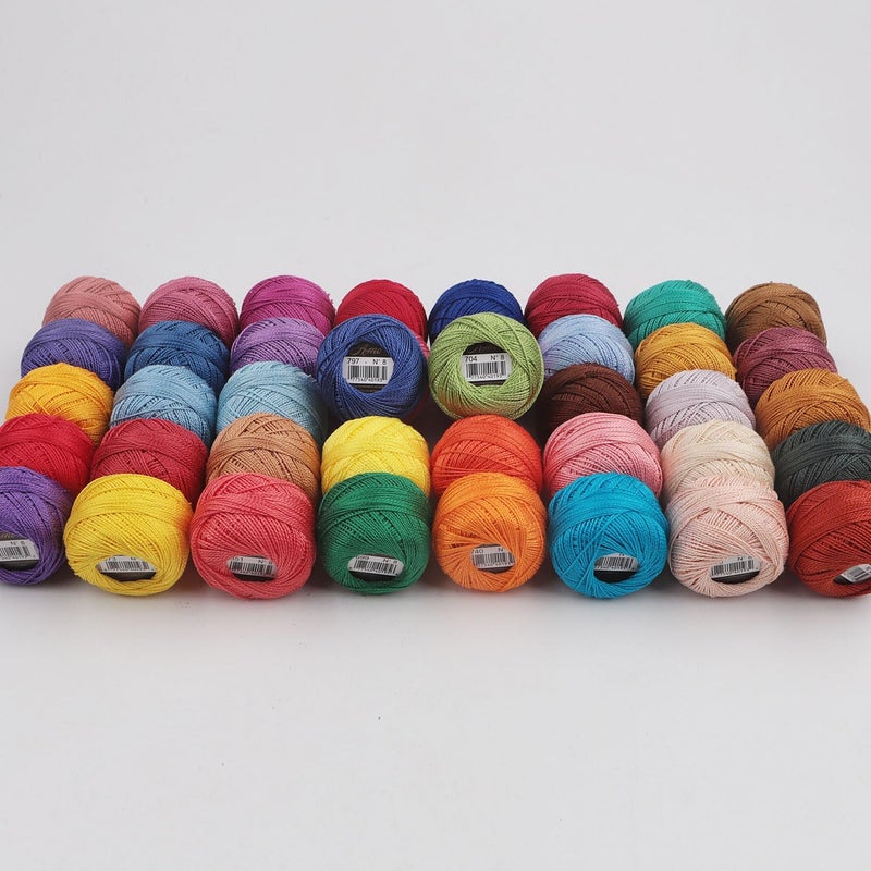 AMOHilos 40 Colors Size 8 Double Mercerized Egyptian Long Staple Cotton Pearl Thread 5 Grams Ball Rainbow Color Embroidery Thread for Crochet Hardanger Cross Stitch Hand Embroidery (40D) - Image 3